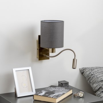 Brilagi - LED Fleksibel væglampe NUBILA 1xE27/25W/230V + LED/3W messing/antracit