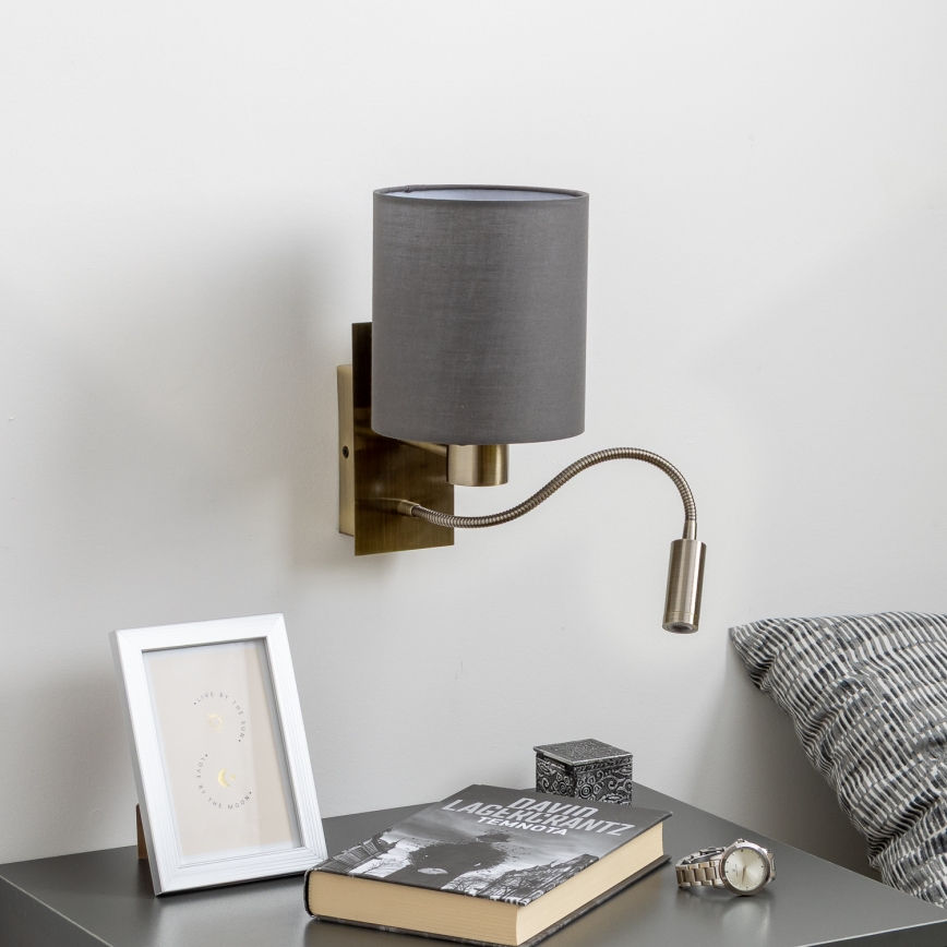 Brilagi - LED Fleksibel væglampe NUBILA 1xE27/25W/230V + LED/3W messing/antracit