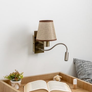 Brilagi - LED Fleksibel væglampe NUBILA 1xE27/25W/230V + LED/3W messing/brun