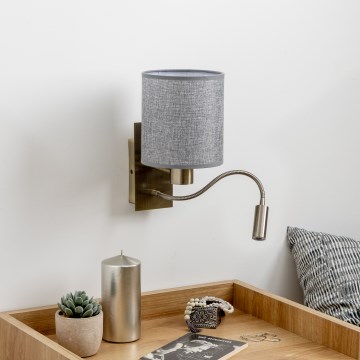 Brilagi - LED Fleksibel væglampe NUBILA 1xE27/25W/230V + LED/3W messing/grå