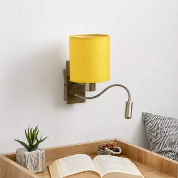 Brilagi - LED fleksibel væglampe NUBILA 1xE27/25W/230V + LED/3W messing/gul