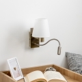 Brilagi - LED Fleksibel væglampe NUBILA 1xE27/25W/230V + LED/3W messing/hvid