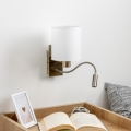 Brilagi - LED Fleksibel væglampe NUBILA 1xE27/25W/230V + LED/3W messing/hvid