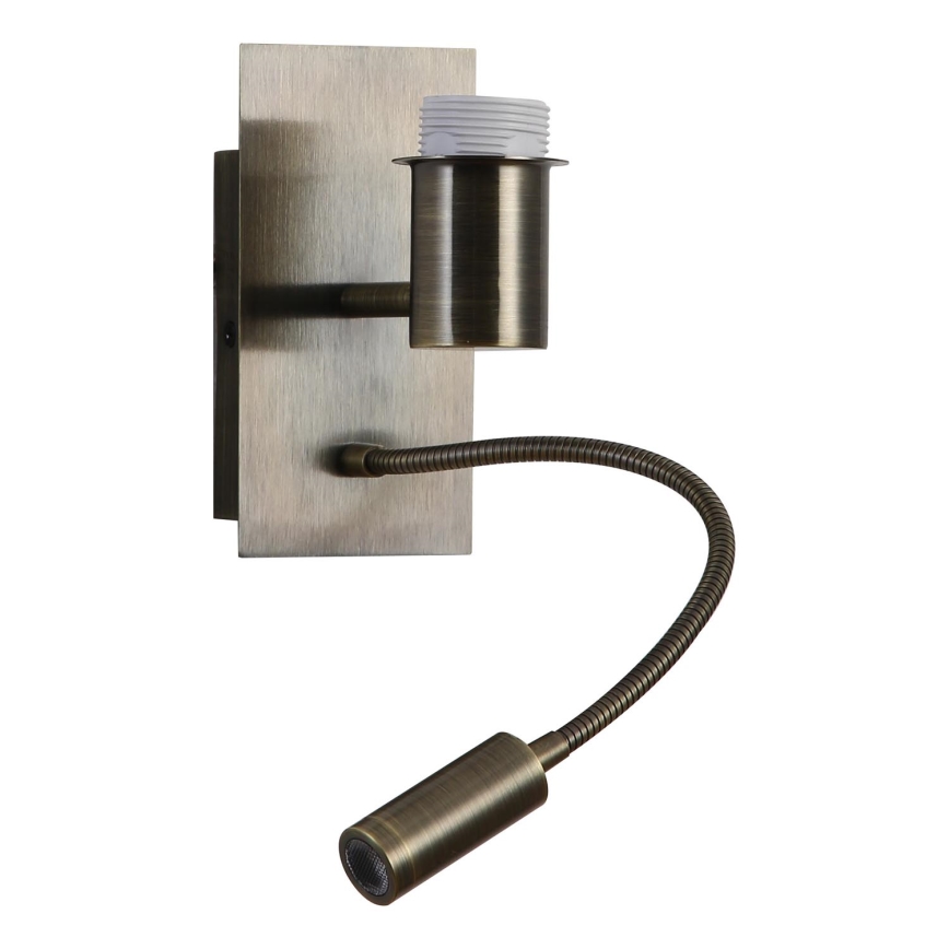 Brilagi - LED fleksibel væglampe NUBILA 1xE27/25W/230V + LED/3W messing/lysegrå