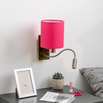 Brilagi - LED Fleksibel væglampe NUBILA 1xE27/25W/230V + LED/3W messing/lyserød