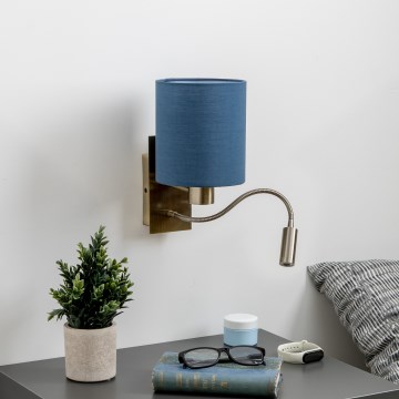 Brilagi - LED Fleksibel væglampe NUBILA 1xE27/25W/230V+ LED/3W messing/mørkeblå