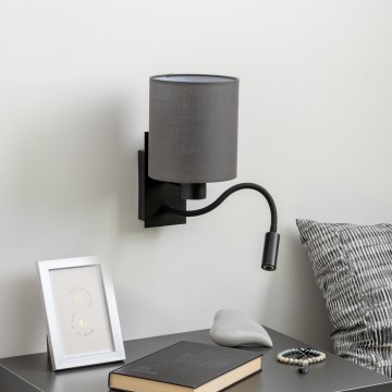 Brilagi - LED Fleksibel væglampe NUBILA 1xE27/25W/230V + LED/3W sort/antracit