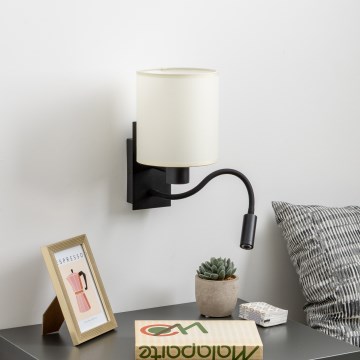 Brilagi - LED Fleksibel væglampe NUBILA 1xE27/25W/230V + LED/3W sort/cremefarvet