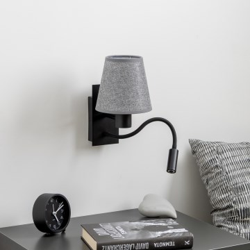 Brilagi - LED Fleksibel væglampe NUBILA 1xE27/25W/230V + LED/3W sort/grå