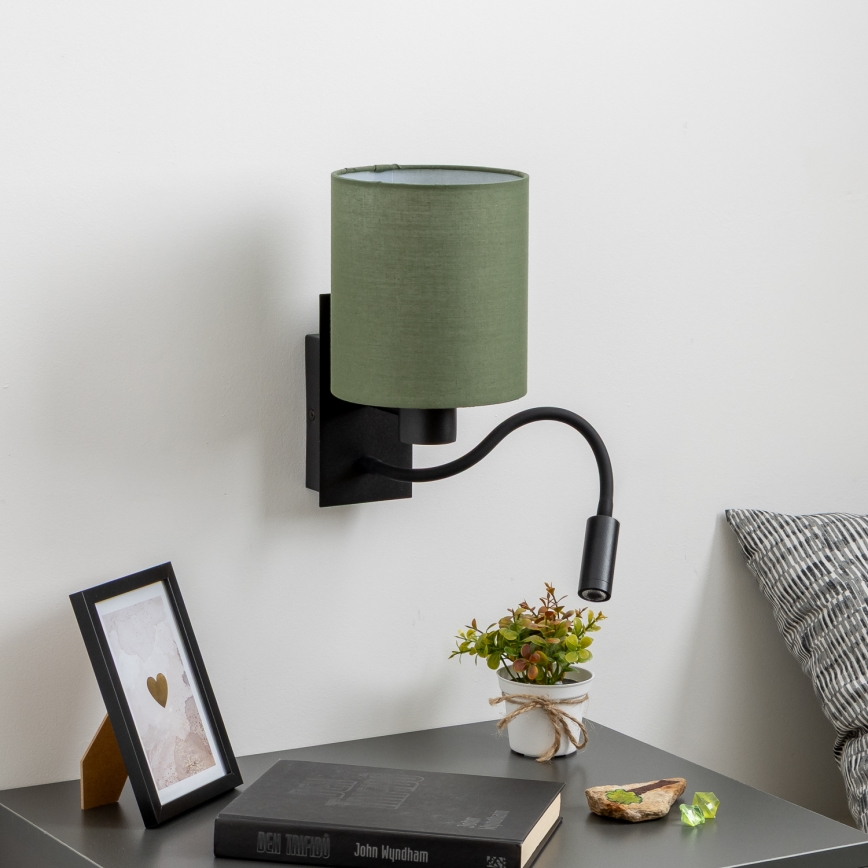 Brilagi - LED Fleksibel væglampe NUBILA 1xE27/25W/230V + LED/3W sort/grøn