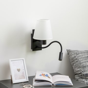 Brilagi - LED Fleksibel væglampe NUBILA 1xE27/25W/230V + LED/3W sort/hvid