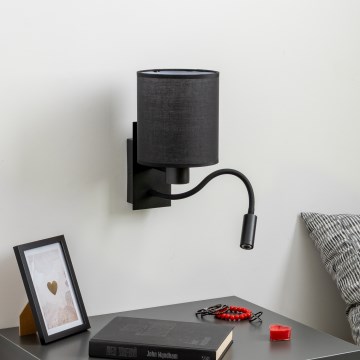 Brilagi - LED Fleksibel væglampe NUBILA 1xE27/25W/230V + LED/3W sort