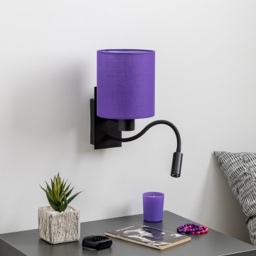 Brilagi - LED Fleksibel væglampe NUBILA 1xE27/25W/230V + LED/3W sort/lilla