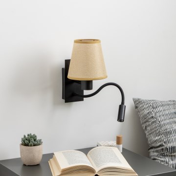 Brilagi - LED Fleksibel væglampe NUBILA 1xE27/25W/230V + LED/3W sort/lysebrun