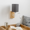 Brilagi - LED Fleksibel væglampe NUBILA WOOD 1xE27/25W/230V + LED/3W eg/antracit