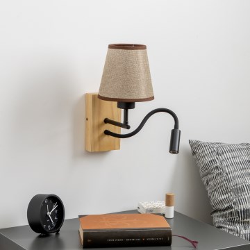 Brilagi - LED Fleksibel væglampe NUBILA WOOD 1xE27/25W/230V + LED/3W eg/brun