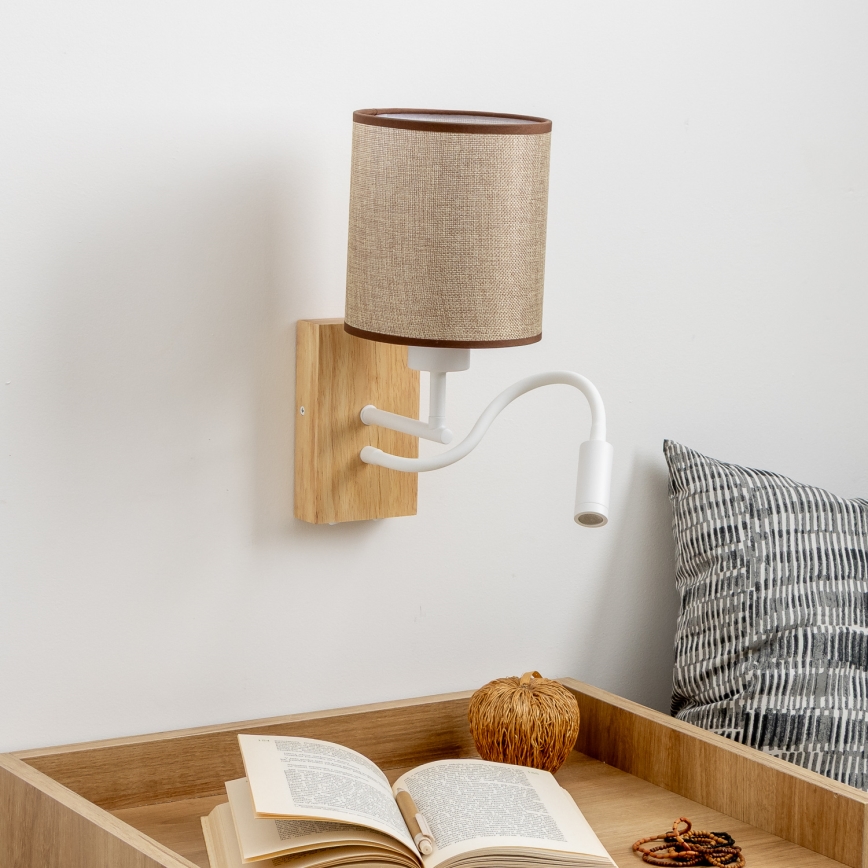 Brilagi - LED Fleksibel væglampe NUBILA WOOD 1xE27/25W/230V + LED/3W eg/brun