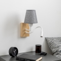 Brilagi - LED Fleksibel væglampe NUBILA WOOD 1xE27/25W/230V + LED/3W eg/grå