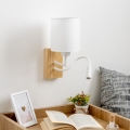 Brilagi - LED Fleksibel væglampe NUBILA WOOD 1xE27/25W/230V + LED/3W eg/hvid