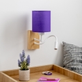Brilagi - LED Fleksibel væglampe NUBILA WOOD 1xE27/25W/230V + LED/3W eg/lilla