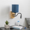 Brilagi - LED Fleksibel væglampe NUBILA WOOD 1xE27/25W/230V + LED/3W eg/mørkeblå