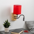 Brilagi - LED Fleksibel væglampe NUBILA WOOD 1xE27/25W/230V + LED/3W eg/rød