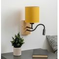 Brilagi - LED Fleksibel væglampe NUBILA WOOD 1xE27/25W/230V + LED/3W eg/sort/gul