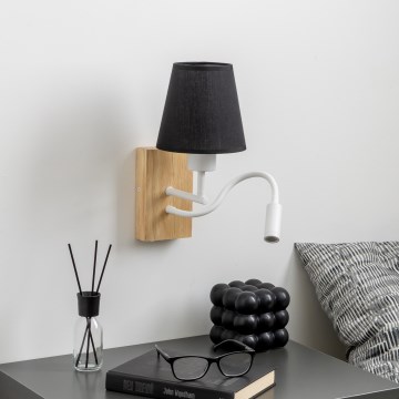 Brilagi - LED Fleksibel væglampe NUBILA WOOD 1xE27/25W/230V + LED/3W eg/sort