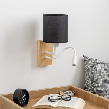 Brilagi - LED Fleksibel væglampe NUBILA WOOD 1xE27/25W/230V + LED/3W eg/sort
