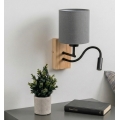 Brilagi - LED fleksibel væglampe NUBILA WOOD 1xE27/25W/230V + LED/3W eg/sort/lysegrå