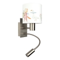 Brilagi - LED fleksibel væglampe til børn BOBO 1xE27/25W/230V + LED/3W mat krom/hvid/med dyremotiv