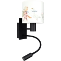 Brilagi - LED fleksibel væglampe til børn BOBO 1xE27/25W/230V + LED/3W sort/hvid/med dyremotiv