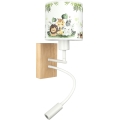 Brilagi - LED fleksibel væglampe til børn BOBO WOOD 1xE27/25W/230V + LED/3W eg/hvid/grøn/jungle