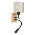 Brilagi - LED fleksibel væglampe til børn BOBO WOOD 1xE27/25W/230V + LED/3W eg/sort/beige/prikker
