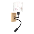 Brilagi - LED fleksibel væglampe til børn BOBO WOOD 1xE27/25W/230V + LED/3W eg/sort/cremefarvet/kaniner