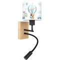 Brilagi - LED fleksibel væglampe til børn BOBO WOOD 1xE27/25W/230V + LED/3W eg/sort/hvid/blå/bamser