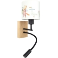 Brilagi - LED fleksibel væglampe til børn BOBO WOOD 1xE27/25W/230V + LED/3W eg/sort/hvid/dyremotiver