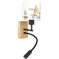 Brilagi - LED fleksibel væglampe til børn BOBO WOOD 1xE27/25W/230V + LED/3W eg/sort/hvid/dyremotiver