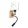 Brilagi - LED fleksibel væglampe til børn BOBO WOOD 1xE27/25W/230V + LED/3W eg/sort/hvid/kaniner