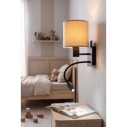 Brilagi - LED fleksibel væglampe BOBO 1xE27/25W/230V + LED/3W, sort/beige/prikket