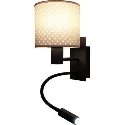 Brilagi - LED fleksibel væglampe BOBO 1xE27/25W/230V + LED/3W, sort/beige/prikket