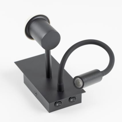 Brilagi - LED fleksibel væglampe BOBO 1xE27/25W/230V + LED/3W, sort/beige/prikket