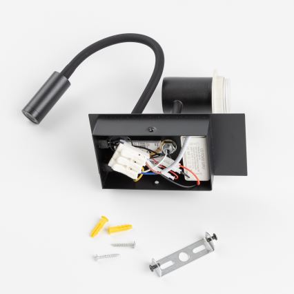 Brilagi - fleksibel LED-børnevæglampe BOBO 1xE27/25W/230V + LED/3W sort/hvid/bamser