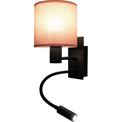Brilagi - Fleksibel LED-væglampe BOBO 1xE27/25W/230V + LED/3W sort/lyserød