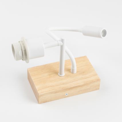 Brilagi - fleksibel LED-væglampe BOBO WOOD 1xE27/25W/230V + LED/3W eg/hvid/rosa