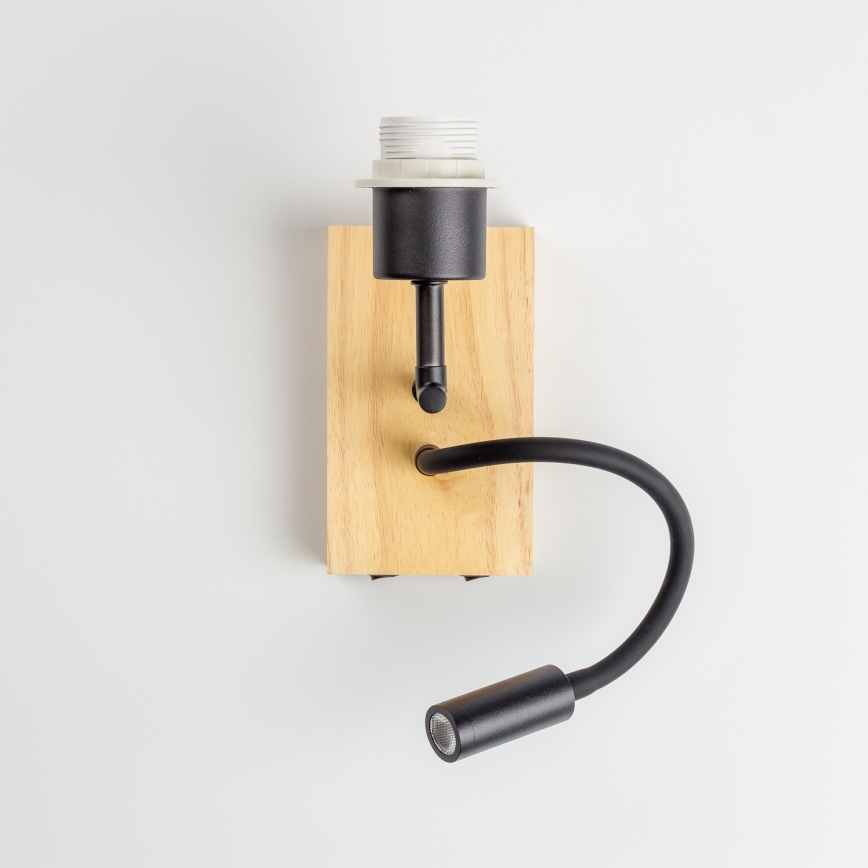 Brilagi - LED fleksibel væglampe til børn BOBO WOOD 1xE27/25W/230V + LED/3W eg/sort/hvid/dyremotiver