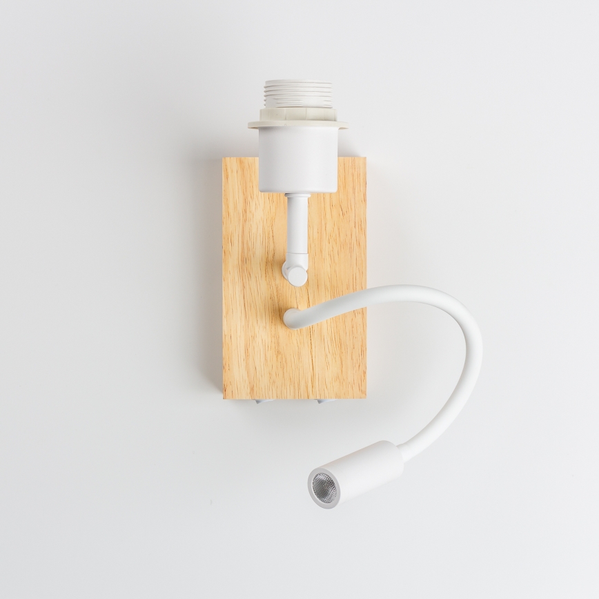 Brilagi - LED fleksibel væglampe til børn BOBO WOOD 1xE27/25W/230V + LED/3W eg/hvid/lyserød/ballerina-motiv