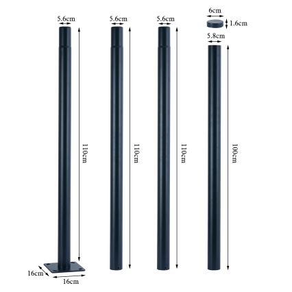 Brilagi - LED gadelampe med 4 m mast URBANSPARK LED/120W/230V antracit IP65
