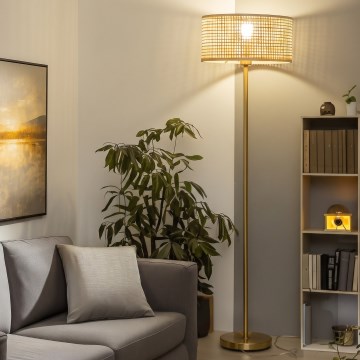 Brilagi - LED-gulvlampe CERIA 1xE27/20W/230V Ø 25 cm bambus/guld
