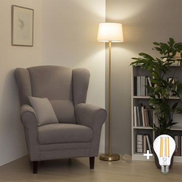 Brilagi - LED gulvlampe CERIA 1xE27/20W/230V Ø 30 cm beige/guld